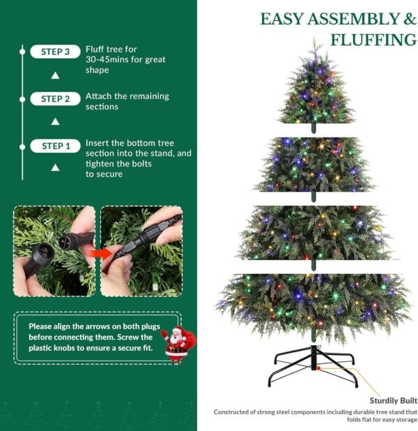 Shareconn 6.5ft Artificial Fir Function Christmas Tree with Lights,17 modes