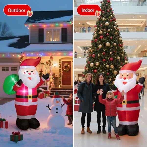 6FT Christmas Inflatable Santa Outdoor Decoration with LED Lights