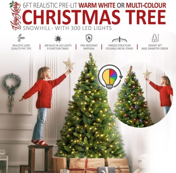 VeryMerry 6FT Pre Lit Christmas Tree 2in1 Dual-Color