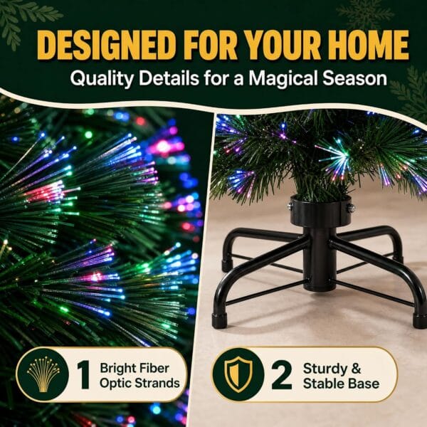 New Christmas Tree X-Mas Tree Fiber Optic Color Changing Multi Colour Led Lights With Star Free Standing Indoor Tree Lights XMAS Gift (7 FT)
