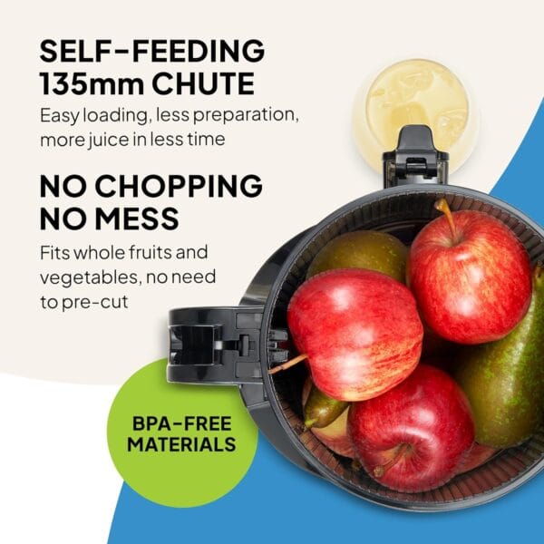 Fridja f2500 Self-Feeding Juicer, 135mm Chute, Whole Fruit, 250W Cold Press