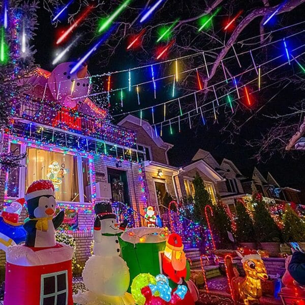 Meteor Shower Outdoor Christmas Lights 24 Tube 576LED, Multi Color [Energy Class F]