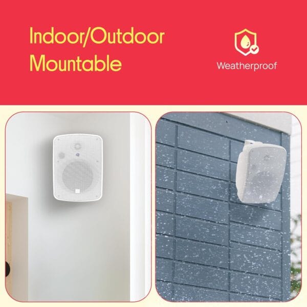 Pyle Bluetooth Garden Speakers Pair – 16.5 cm (6.5") 800W Weatherproof Wall/Ceiling Mounted Outdoor Wireless Speaker System
