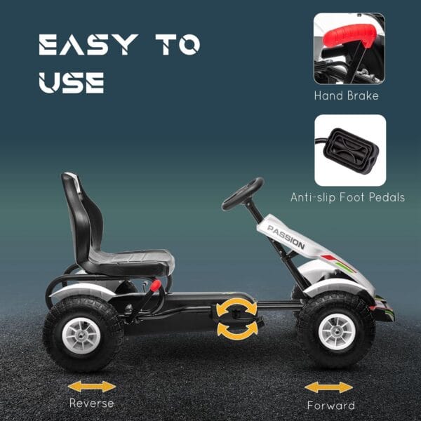 81wIuZ+keUL._AC_SL1500_ HOMCOM Pedal Go Kart for Kids, Adjustable Seat, Ages 5-12 Years, White