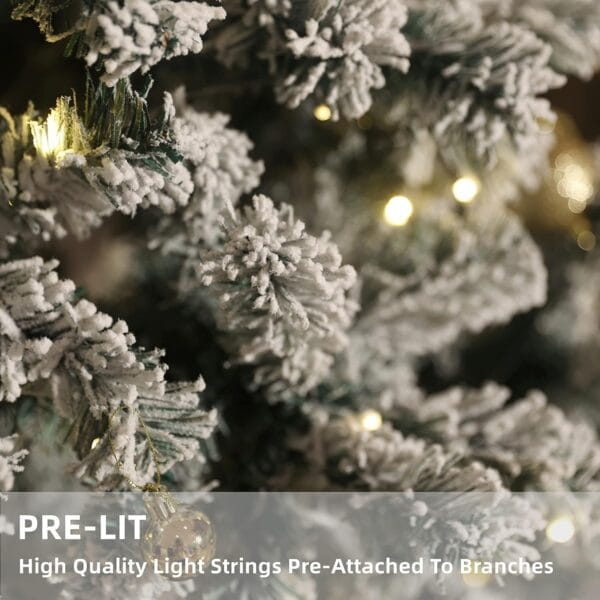 81wgtjVWYVL._AC_SL1500_ Asinse 7ft Pre-Lit Snow Flocked Christmas Tree with 450 Chasing Warm LED Lights