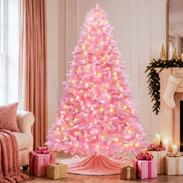 81wkyMmERHL._AC_SL1500_ Pink Rotating Christmas Tree Prelit 7ft