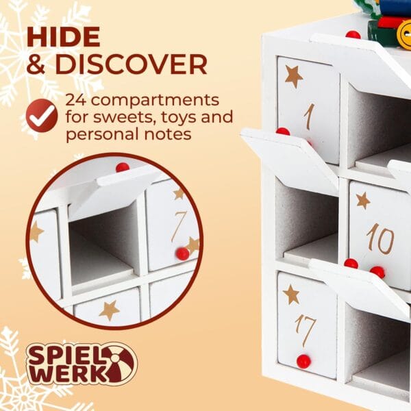 Spielwerk® Wooden Advent Calendar, Chocolates Gift Box, Christmas Landscape