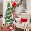 HMASYO 6FT/1.8M Pop Up Tinsel Christmas Tree with 100 Timer Lights & Remote