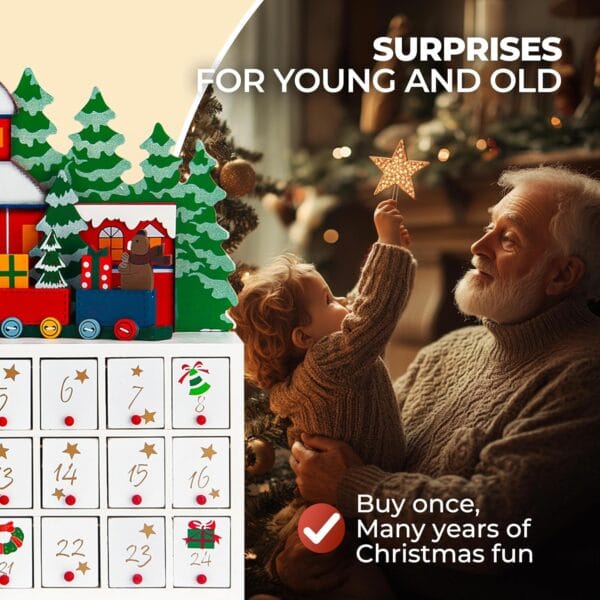 Spielwerk® Wooden Advent Calendar, Chocolates Gift Box, Christmas Landscape
