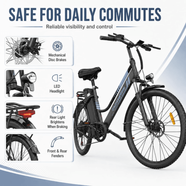 E Bikes for Men Adults, 250W Electric Bike with 39nm Torque