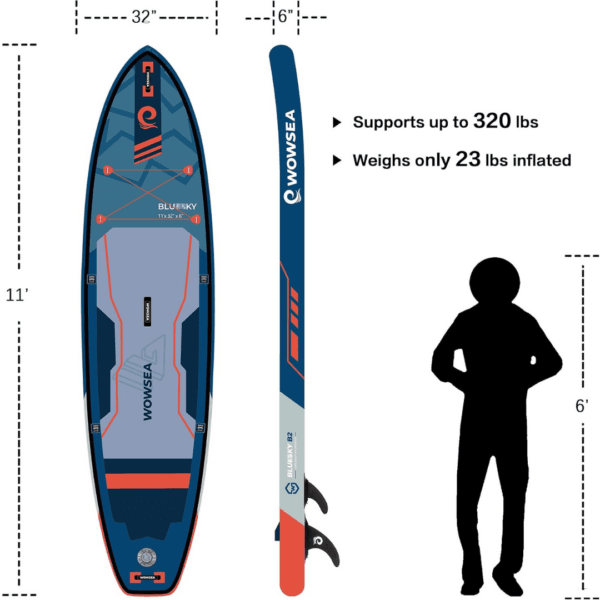 9 WOWSEA Inflatable Paddle Board for All Skill Levels, 3400g Heavy Dropstitch