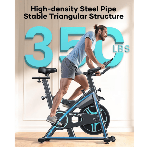 【2026 Upd】Toputure Exercise Bike with APP, Hand Pulse, Shock Absorption