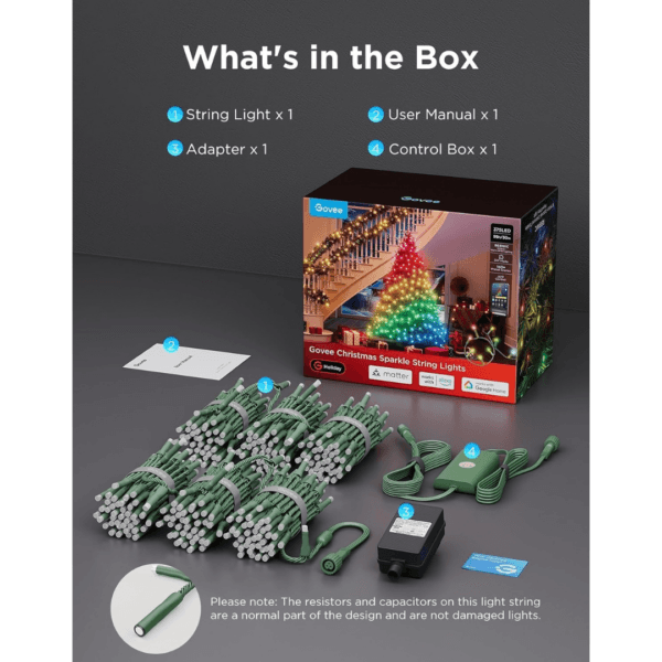 Govee Christmas Sparkle String Lights, RGBWIC Lights with 375 LEDs, 30m [Energy Class G]
