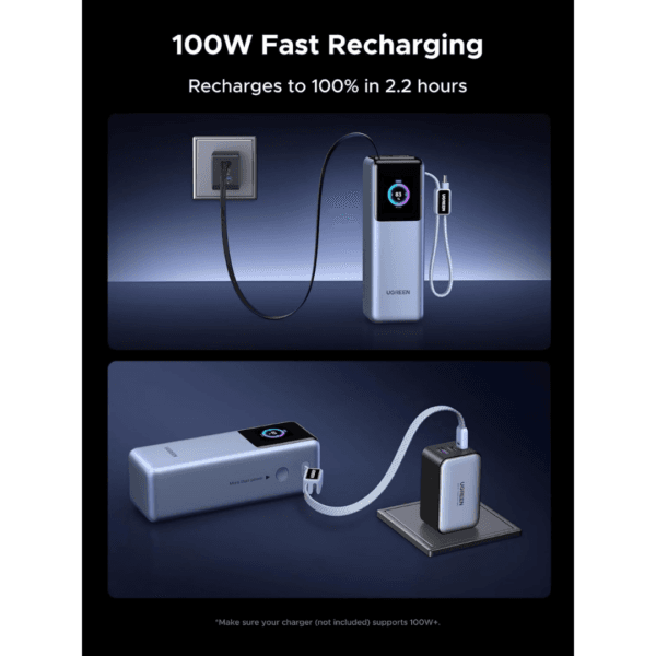 9 UGREEN Nexode 200W 25,000mAh Power Bank Smart Display and Retractable Cable