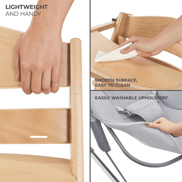 Kinderkraft ENOCK Wooden Highchair + Baby Bouncer CALMEE