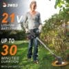Cordless Strimmer 21V Li-ion Batteries Metal Blade Strimmer grass trimmers With Fast Charger 20 different types of blades for Garden Clearing Weeds Flower Trees (BLACK)