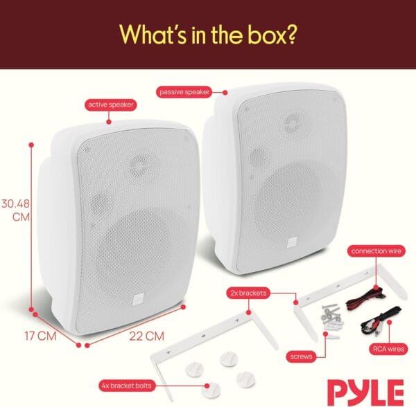 Pyle Bluetooth Garden Speakers Pair – 16.5 cm (6.5") 800W Weatherproof Wall/Ceiling Mounted Outdoor Wireless Speaker System