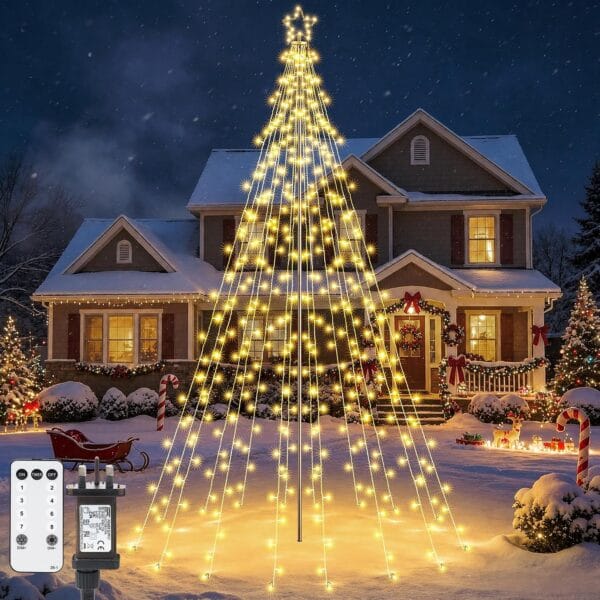 Joomer Christmas Tree Lights Topper Star Height 127ft 568 LED Warm White