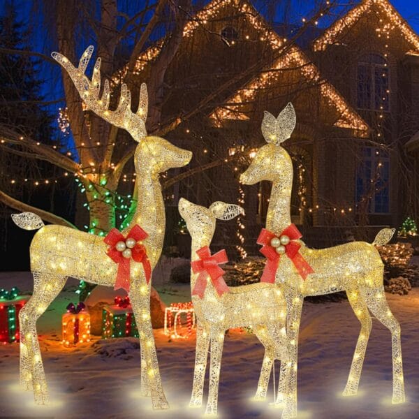HOYECHI Lighted Christmas Decoration Deer 3 Piece