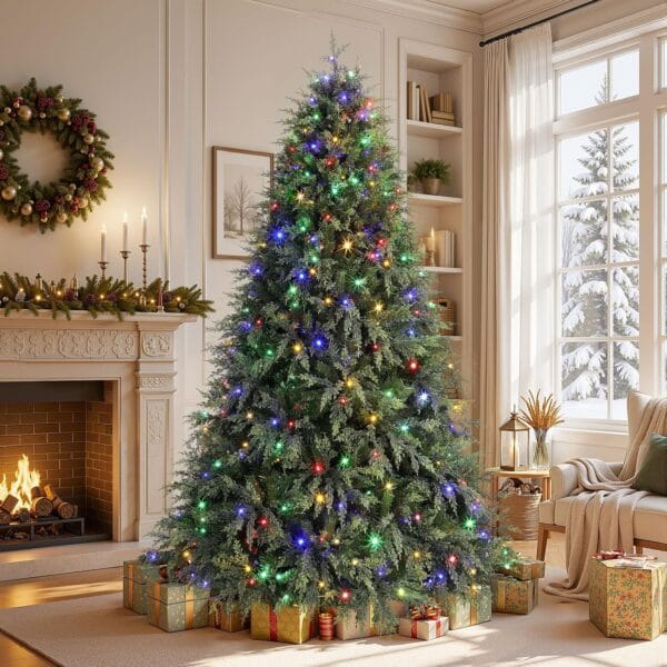 Shareconn 6.5ft Artificial Fir Function Christmas Tree with Lights,17 modes