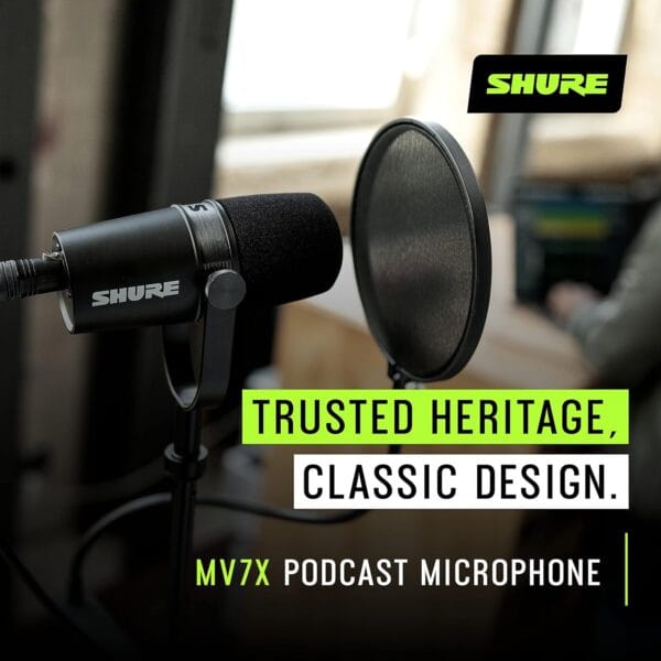 Shure MV7X Microphone - XLR Only Pro Quality Dynamic Mic for Podcasting & Vocal Recording