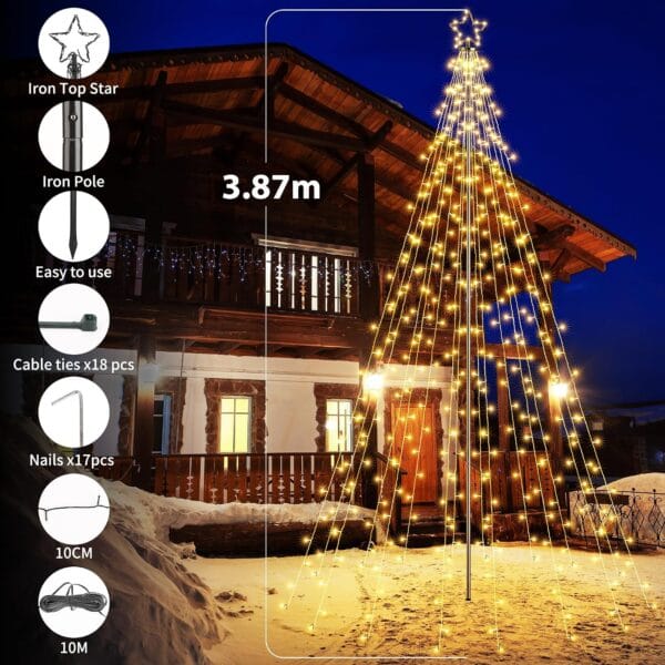 91SFJpA57TL._AC_SL1500_ Joomer Christmas Tree Lights Topper Star Height 127ft 568 LED Warm White