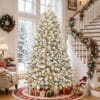 SHareconn 7ft Pre Lit Christmas Tree Snow Flocked with 13 Modes & 932 Tips