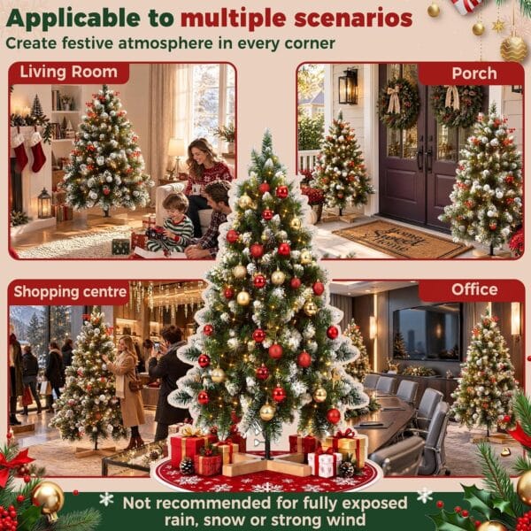 7.5ft/225cm PVC Snow Flocked Artificial Christmas Tree with Light