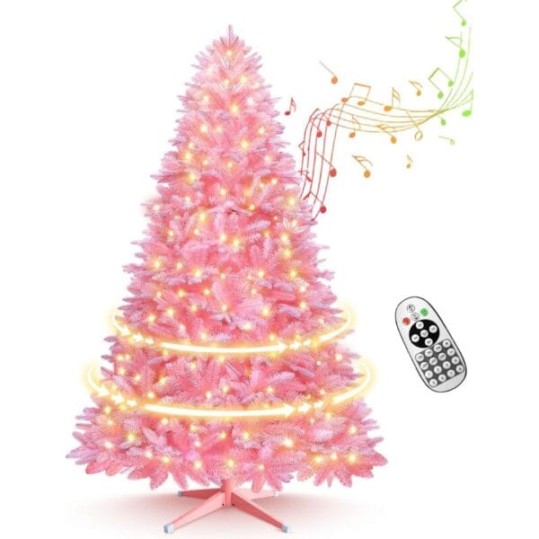 Pink Rotating Christmas Tree Prelit 7ft