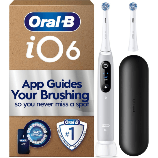 Oral-B iO6 Electric Toothbrush, Grey, with Travel Case and Spare Head