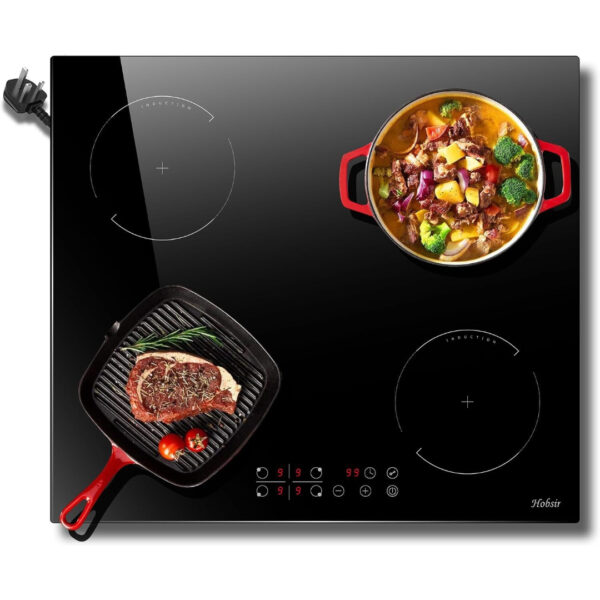 Hobsir Induction Hob, Built-in Plug in Electric Hob 4 Burners 60cm