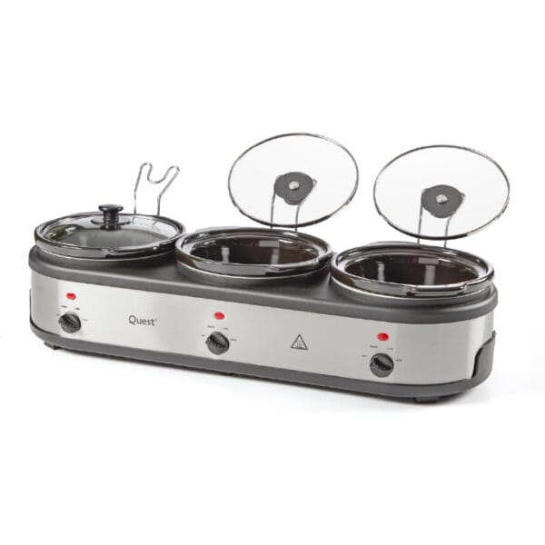 Quest Triple Slow Cooker, Buffet Server & Food Warmer, 7.5L Total Capacity