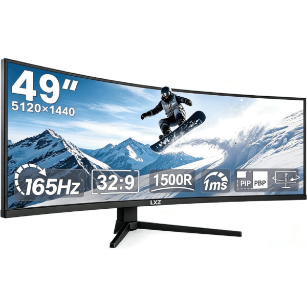 LXZ 49 Inch Curved Gaming Monitor 165Hz, 5120 x 1440P DQHD Ultrawide Curved Monitor 1500R